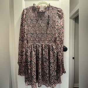 Long sleeve mini flower dress